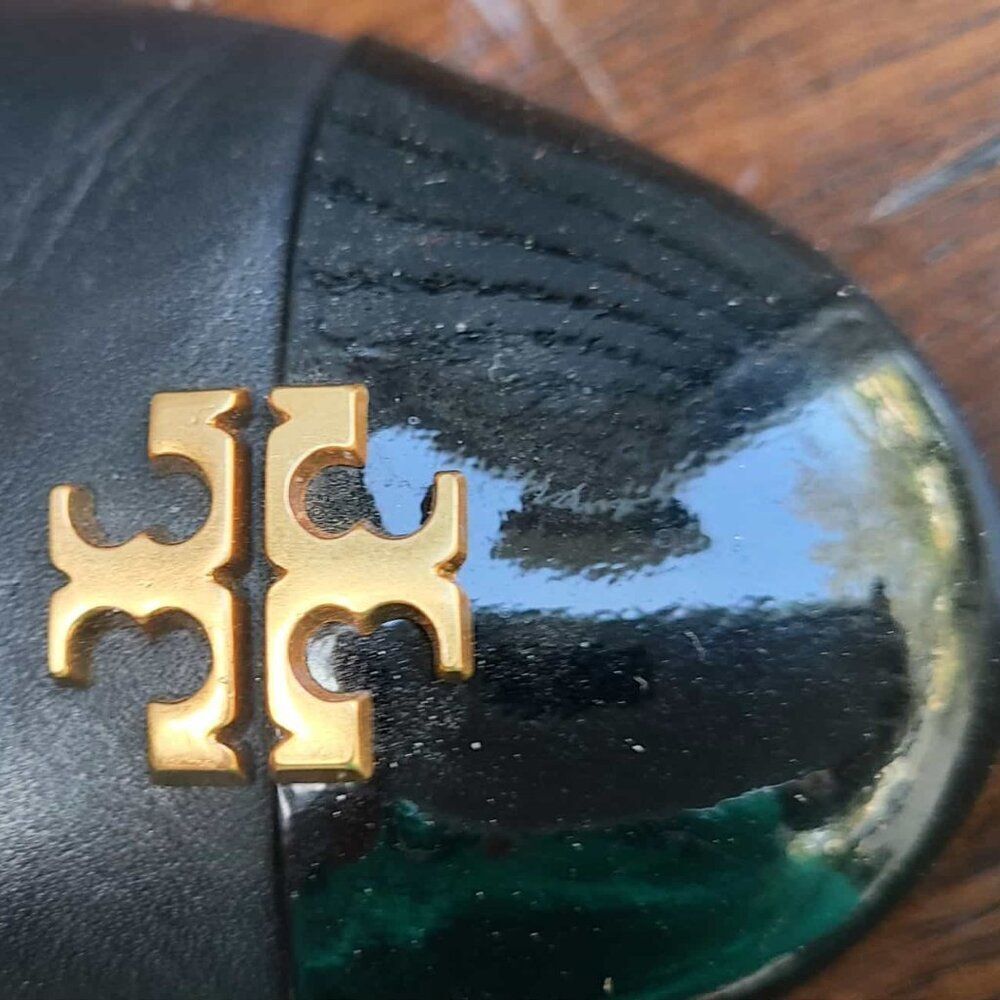 Tory Burch Everly Cap Toe Wedge Black Pumps Size 7 - Picture 10 of 15